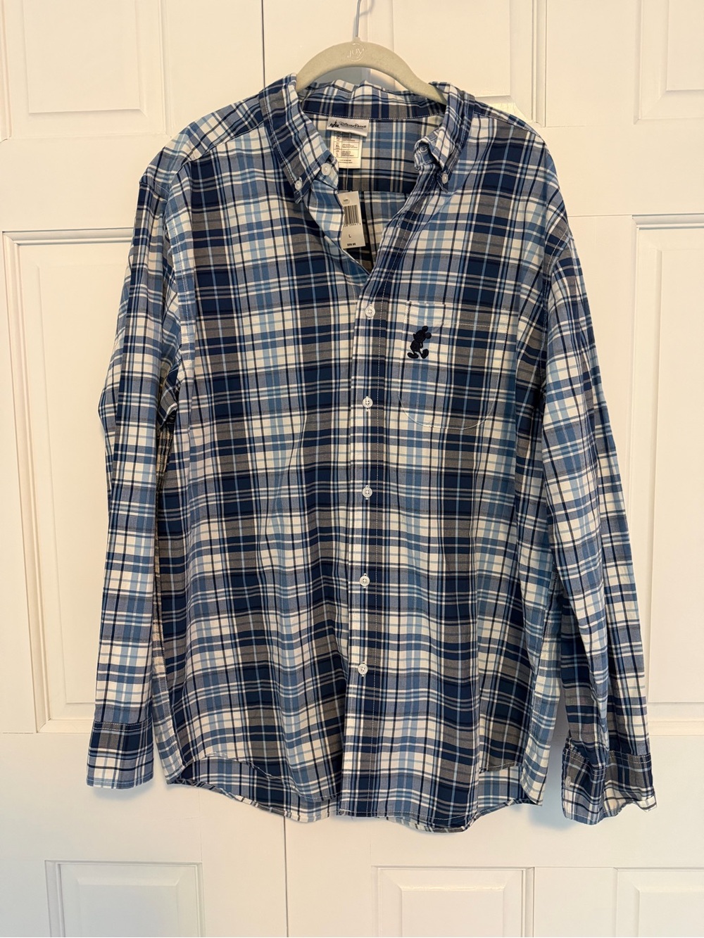 Disney Men's Plaid Button Down Shirt Mickey Mouse Embroidered NWT Size Large